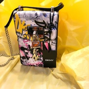 DKNY Charms Graffiti Crossbody Black multi color